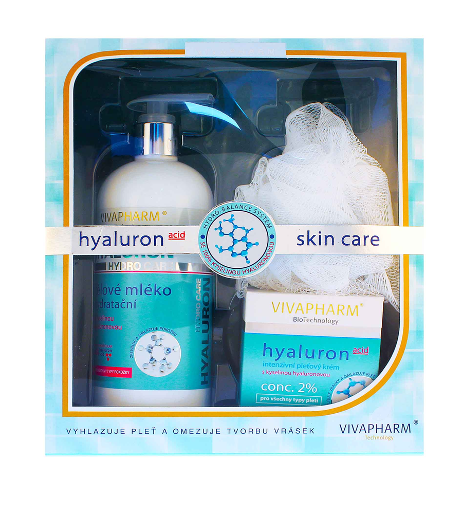 Vivapharm® Vivaco Hyaluron Acid Care SET (Face Kreminis 50ml + BL 400ml + Massage Cloth)