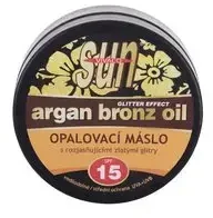 Vivaco SUN Argan Bronz Oil įdegio sviestas su skaistinančiu auksiniu blizgučiu ir ekologišku argano aliejumi SPF 15 200 ml