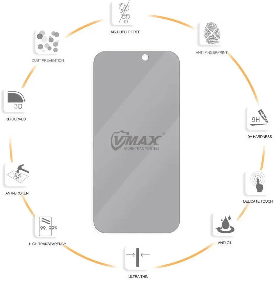 Vmax apsauginis stiklas 0,33 mm 2,5D didelis skaidrus stiklas Apple iPhone 7 / 8 / SE2020 / SE2022