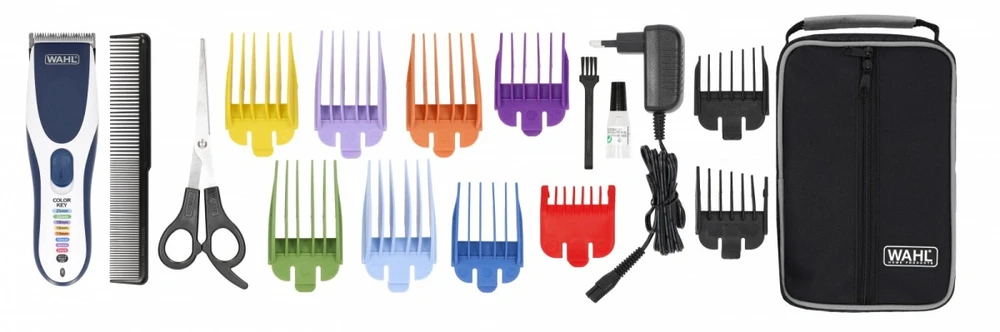 Plaukų Kirpimo Mašinėlė - Wahl Color Pro Cordless 9 Ilgiai Sidabrinė/Mėlyna