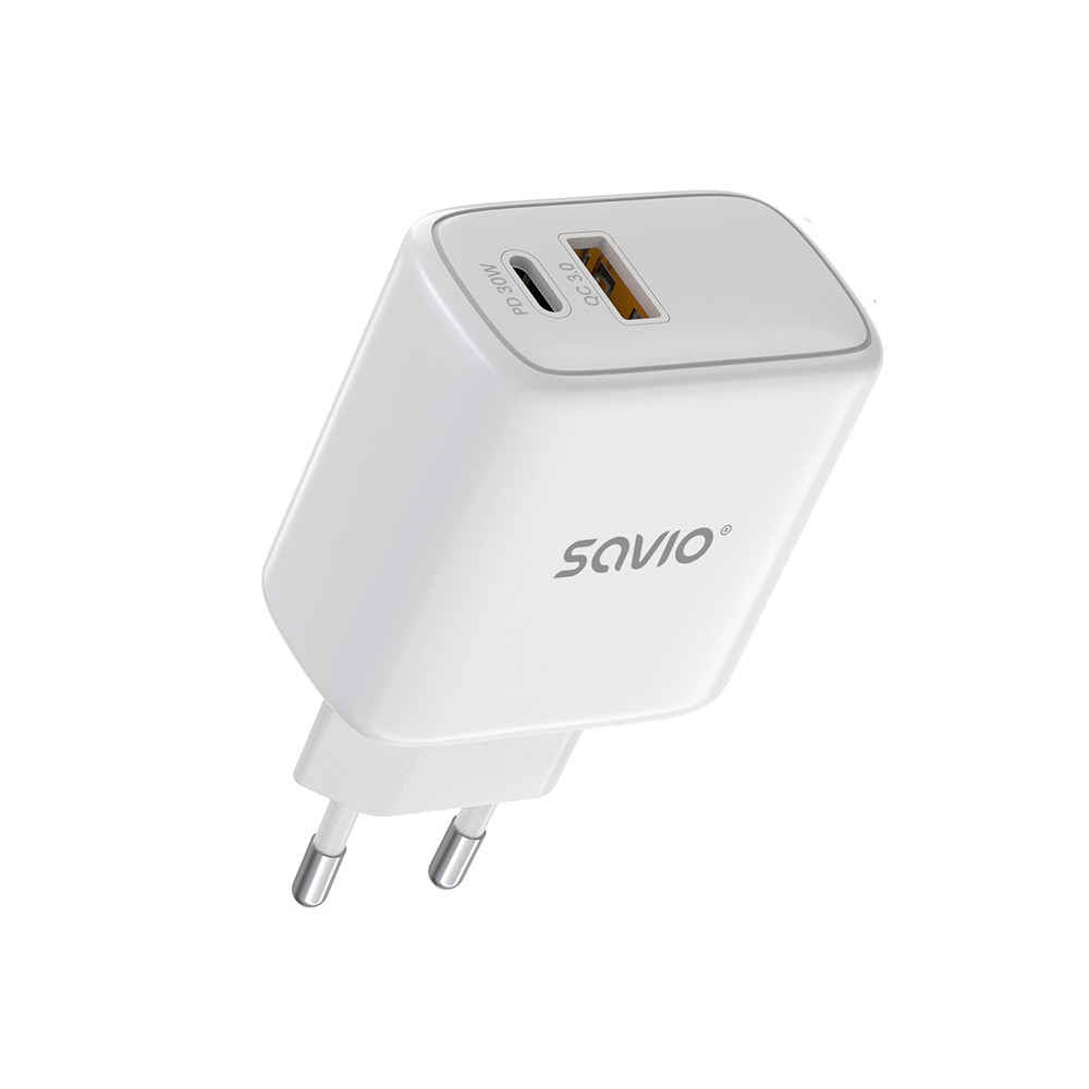 Savio Įkroviklis jungiama į tinklą LA-10 30W Quick Charge Power Delivery 3.0 Balta + Kabelis
