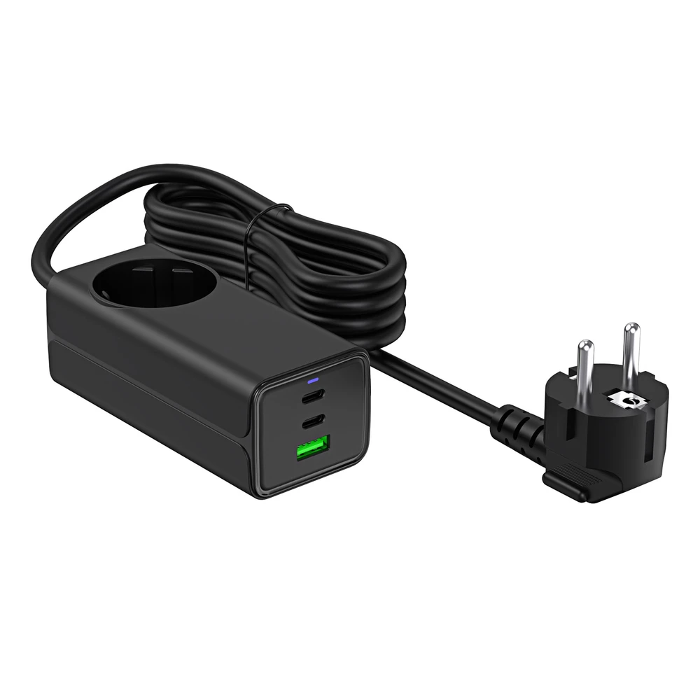USB A 2x USB C maitinimo šaltinis - su kintamosios srovės lizdu - 5V-20V / 1.5A-4.5A - Akyga AK-CH-21
