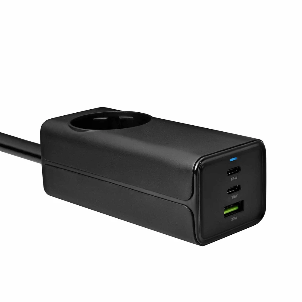 USB A 2x USB C maitinimo šaltinis - su kintamosios srovės lizdu - 5V-20V / 1.5A-4.5A - Akyga AK-CH-21