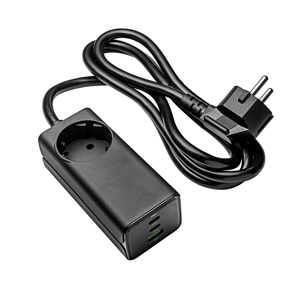 USB A 2x USB C maitinimo šaltinis - su kintamosios srovės lizdu - 5V-20V / 1.5A-4.5A - Akyga AK-CH-21