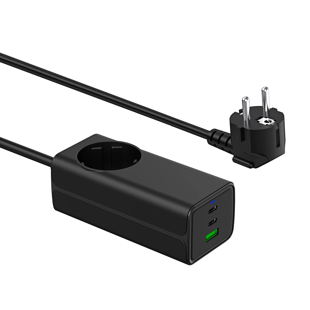 USB A 2x USB C maitinimo šaltinis - su kintamosios srovės lizdu - 5V-20V / 1.5A-4.5A - Akyga AK-CH-21