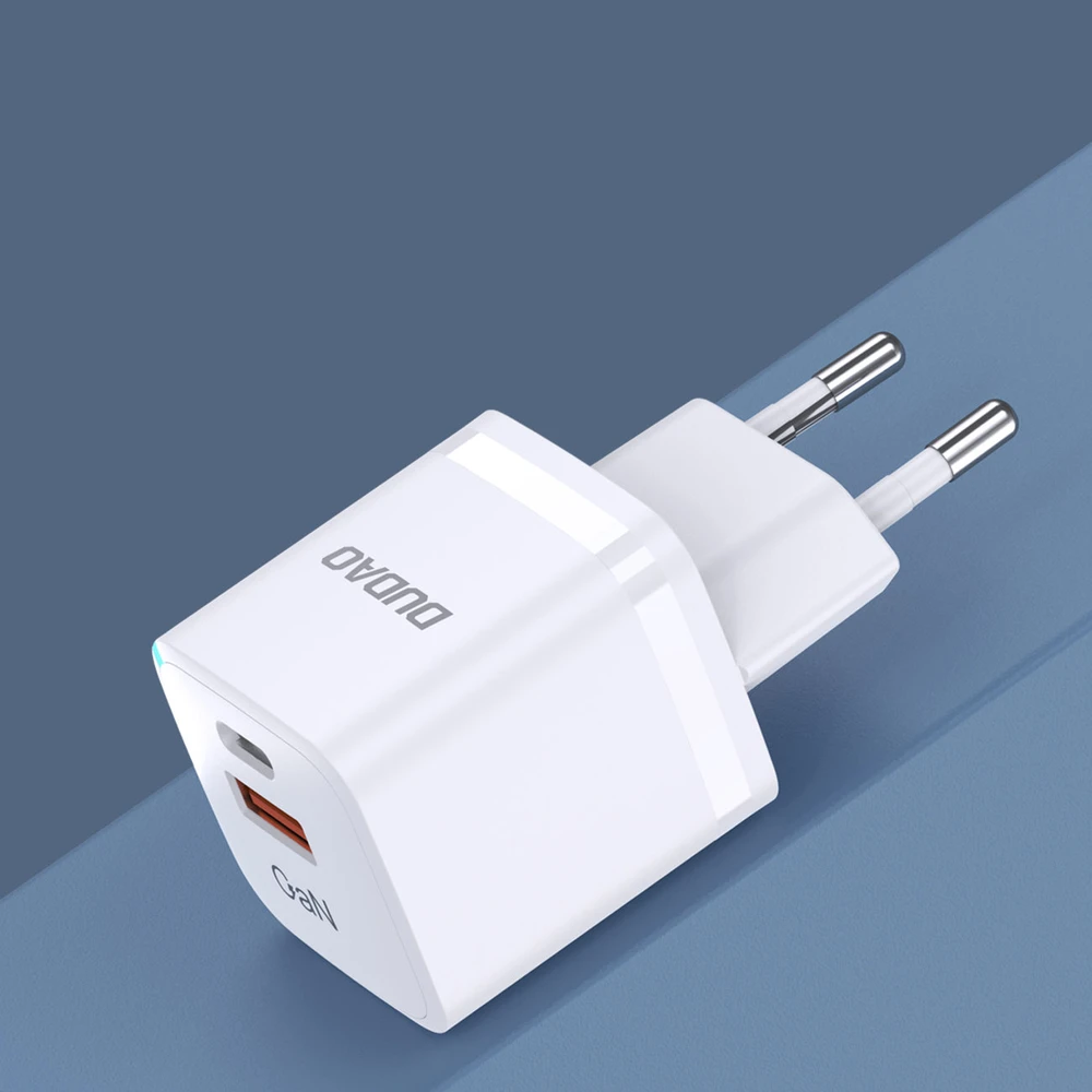 Dudao Įkroviklis jungiama į tinklą GaN 33W PPS USB-C USB-A balta
