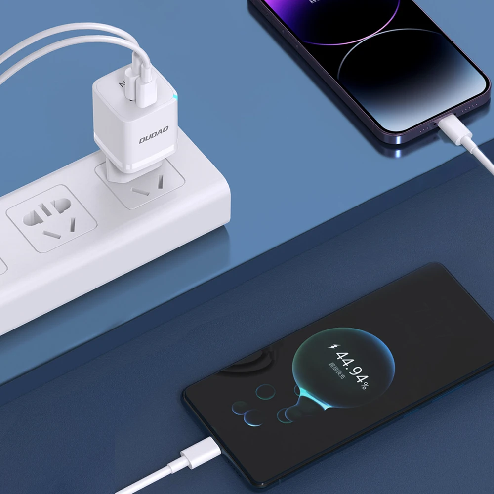 Dudao Įkroviklis jungiama į tinklą GaN 33W PPS USB-C USB-A balta