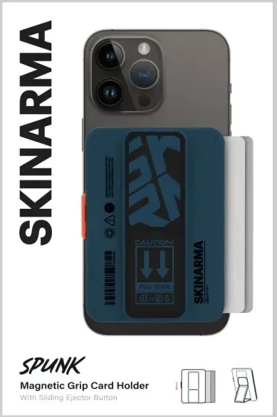 Dėklas Piniginė „Skinarma Mirage Spunk“ su magnetiniu laikiklio stovu mėlynas