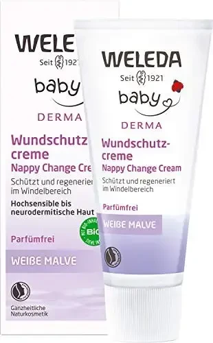 Weleda Baby Derma 3In1 Nappy Change Change vystyklų keitimo kremas jautriai kūdikių odai, 50 ml