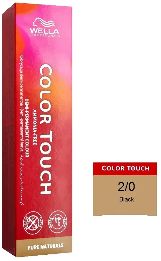 Wella Professionals Color Touch Pure Naturals 60 Ml Ammnia Mentes Festék 2/0 Juodas