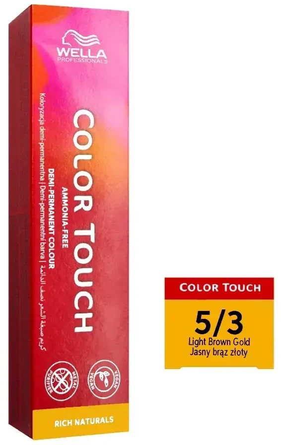 Wella Professionals Color Touch Rich Naturals 60 Ml Ammónia Mentes Festék 5/3 šviesiai rudas/Gold