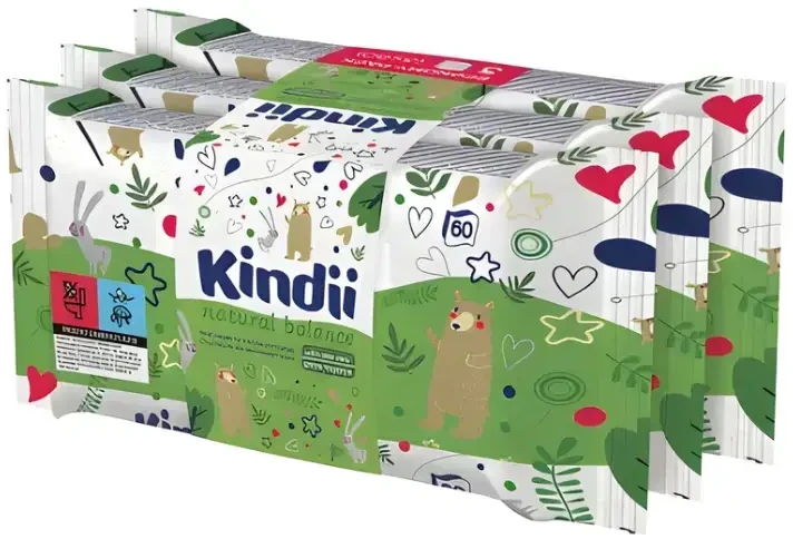 KINDII Natural Balance valomosios servetėlės kūdikiams ir vaikams 3+1 nemokamai