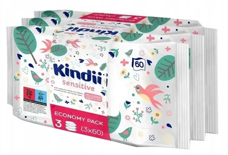 KINDII Sensitive Cleansing servetėlės kūdikiams ir vaikams 3+1 nemokamai