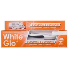 White Glo Baltas Glo Curcumin & Turmeric Dantų pasta balinanti dantų pasta su kurkuminu ir ciberžole 150g/100ml + dantų šepetėlis