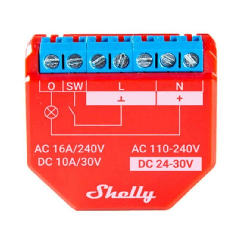 Shelly Plus 1PM WiFi valdomas relės jungiklis, 1 kanalas 16A, su galios matavimu (Bluetooth)