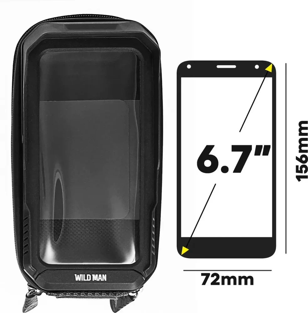 WILDMAN kelioninis krepšys dviračio rėmui su užtrauktuku 1,2L (4"-7") XT6 juodas
