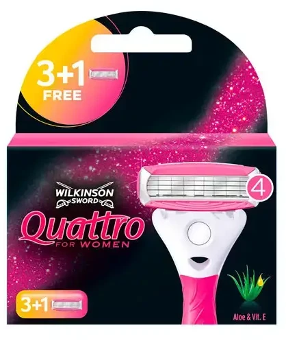 Wilkinson Sword Quattro For Women Keičiamas peiliukas moterims, 1 balení