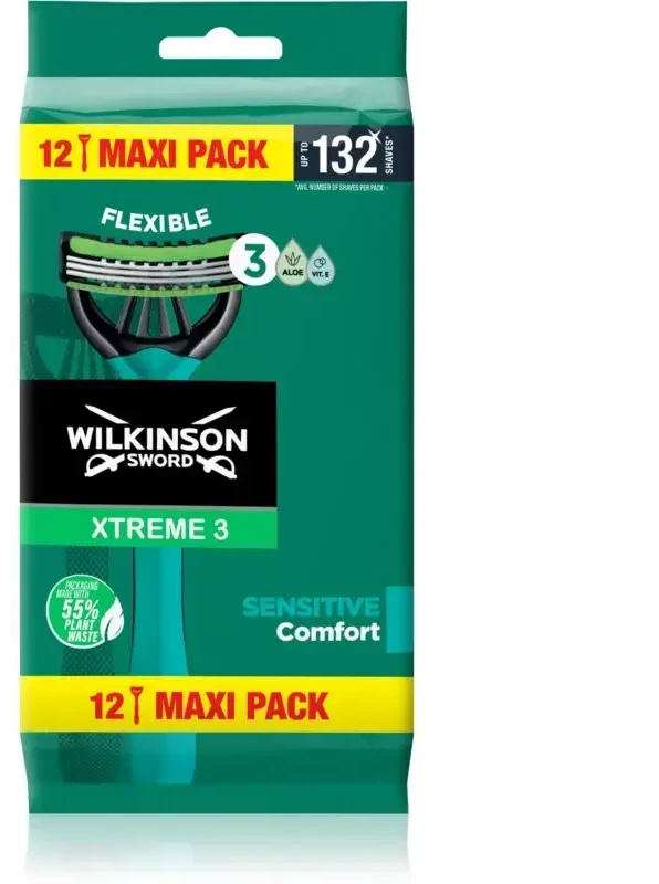 Wilkinson Sword Vienkartiniai skustuvai Wilkinson Xtreme3 Sensitiv e Comfort 12 vnt.