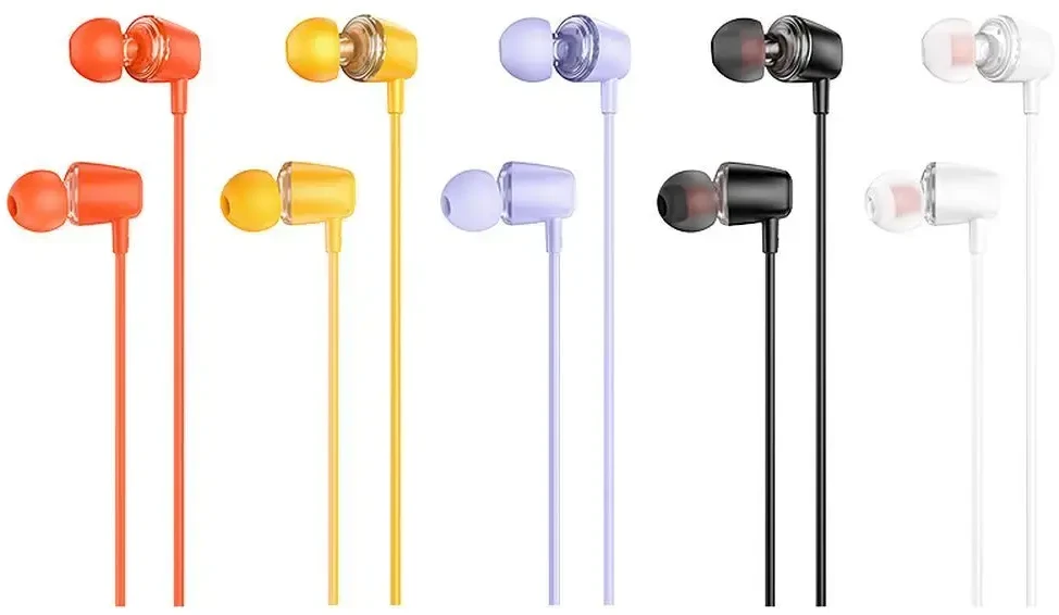 HOCO laidinės ausinės Jack 3,5 mm su mikrofonu M107 juodos spalvos