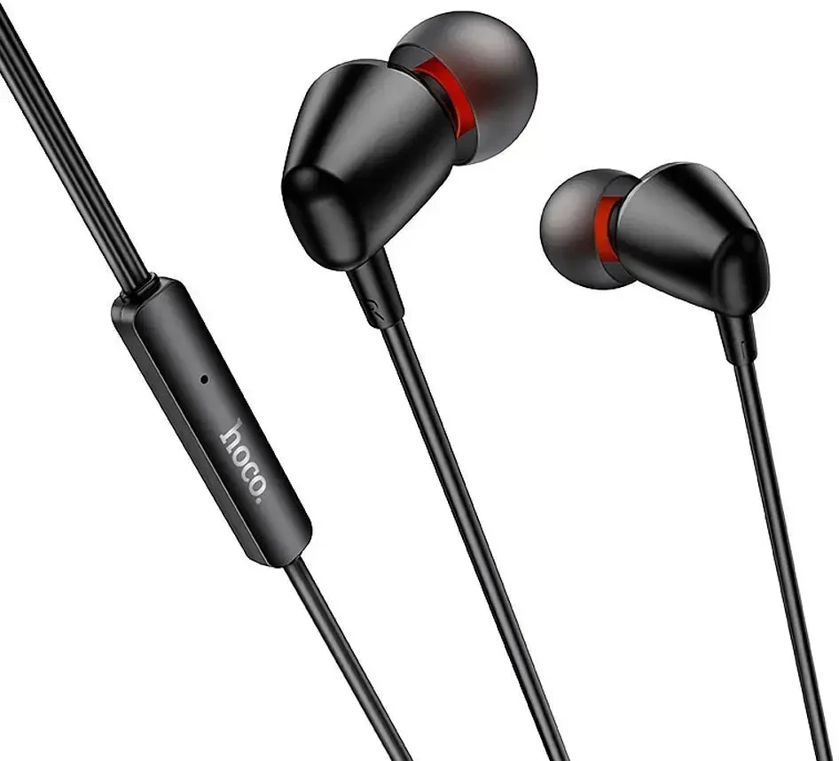 HOCO laidinės ausinės Jack 3,5 mm su mikrofonu M107 juodos spalvos