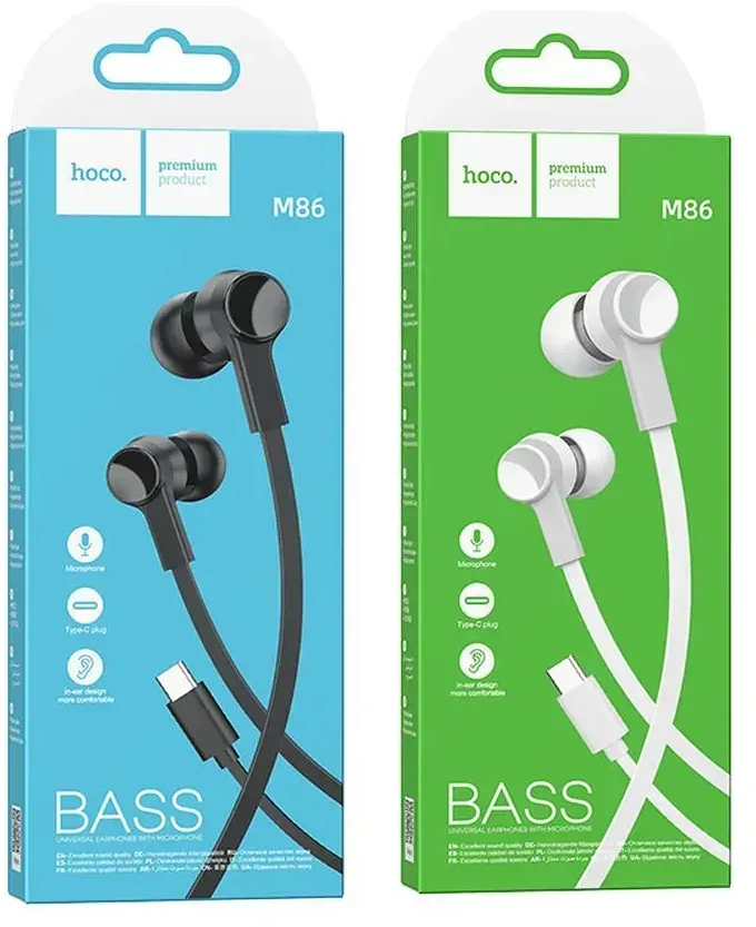 Wire ausinės USB C Hoco M86 juodas