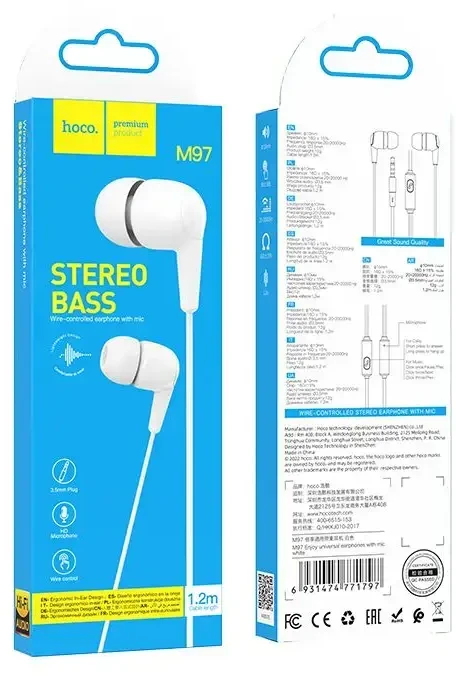 Wire ausinės USB C Hoco M97 baltas