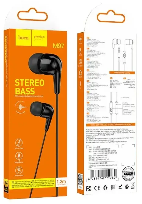 Wire ausinės USB C Hoco M97 juodas