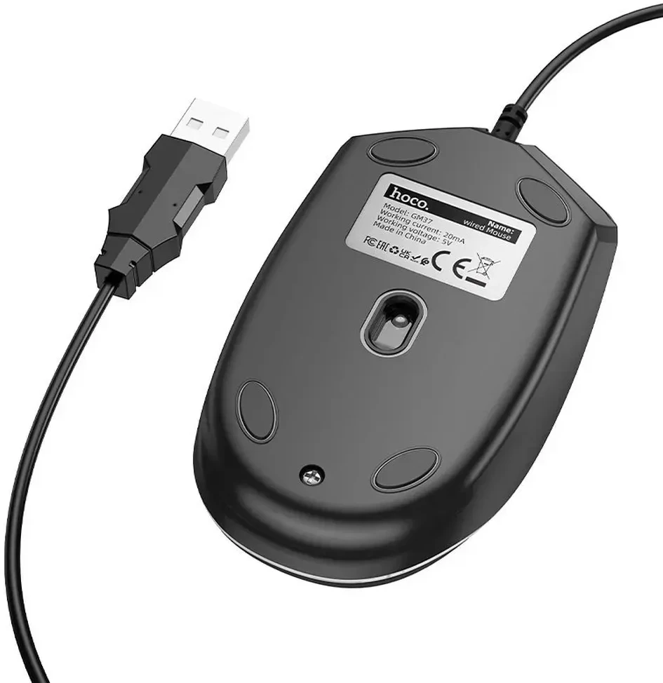 Wire pelė žaidimams Hoco USB A 2400 dpi GM37 juodas