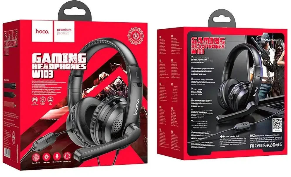 Laisvų rankų įranga Hoco W103 Gaming su mikrofonu juoda (1.2m laidas)