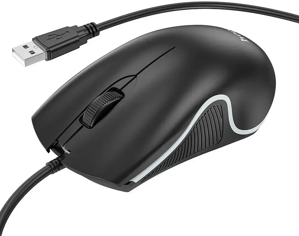 HOCO su laidu kompiuterinė pelė USB A 1000 DPI with flashing GM19 juodos spalvos