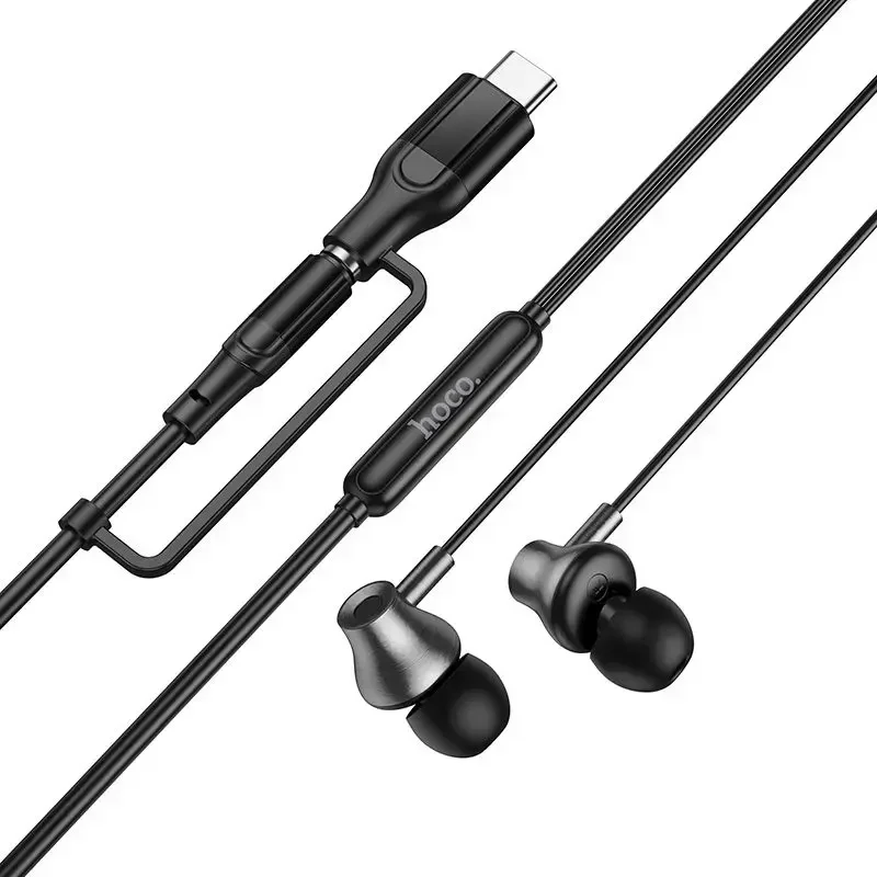 su laidu ausinės su mikrofonu Jack 3,5 mm/ USB C Hoco M119A juodas