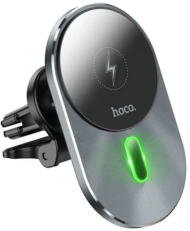 Belaidis automobilinis įkroviklis-laikiklis Hoco (CA91) Magnetic (MagSafe 15W) juodas