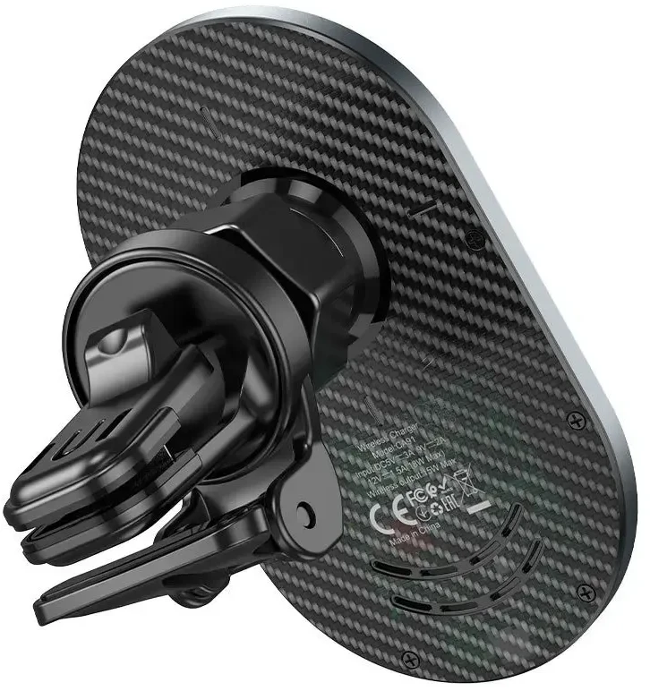 Belaidis automobilinis įkroviklis-laikiklis Hoco (CA91) Magnetic (MagSafe 15W) juodas