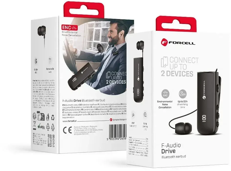 Ausinės Belaidės earphone Forcell F-Audio Drive EarBud juodas