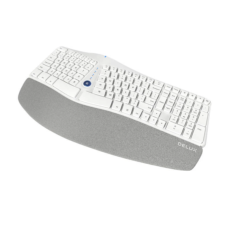Belaidė ergonominė klaviatūra Delux GM901D BT+2.4G - balta