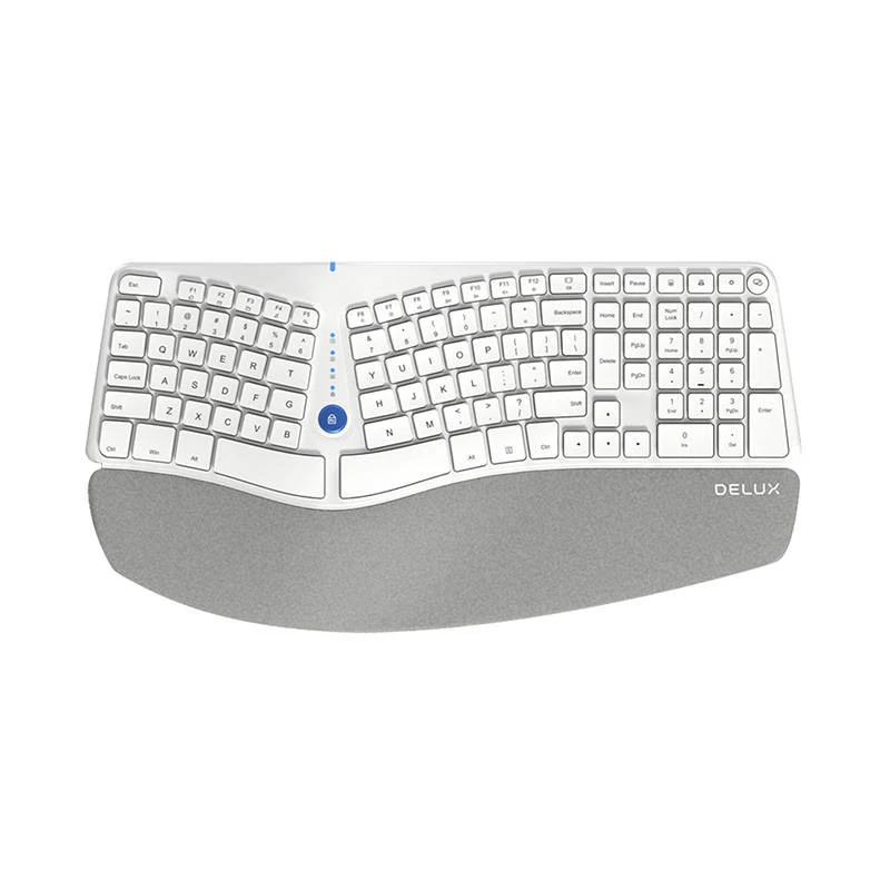 Belaidė ergonominė klaviatūra Delux GM901D BT+2.4G - balta