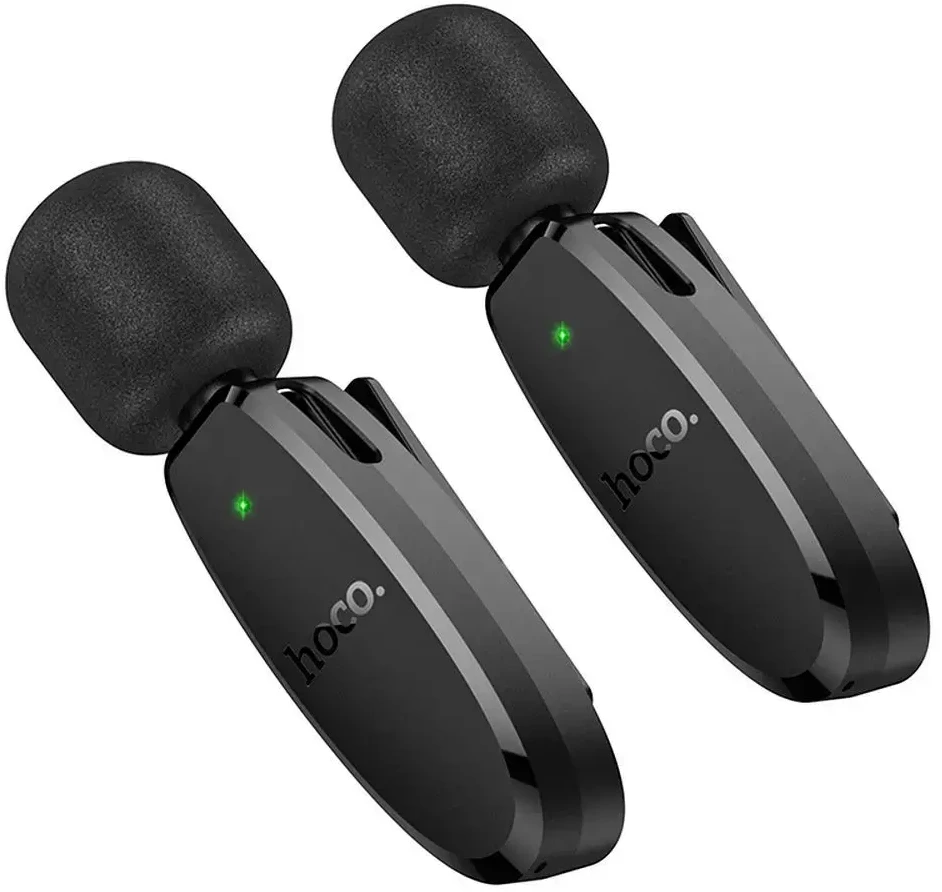 Belaidis prisegamas mikrofonas „Lightning“ / USB C Hoco 2 vnt. L15 juodas