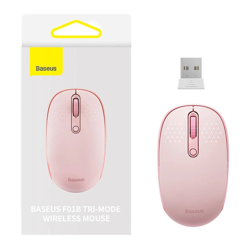 Belaidė pelė Baseus F01B Tri-mode 2.4G BT5.0 1600 DPI (rožinė)