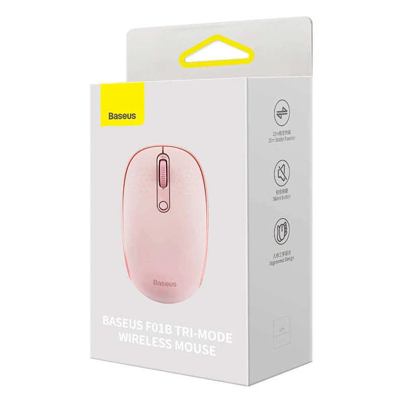 Belaidė pelė Baseus F01B Tri-mode 2.4G BT5.0 1600 DPI (rožinė)