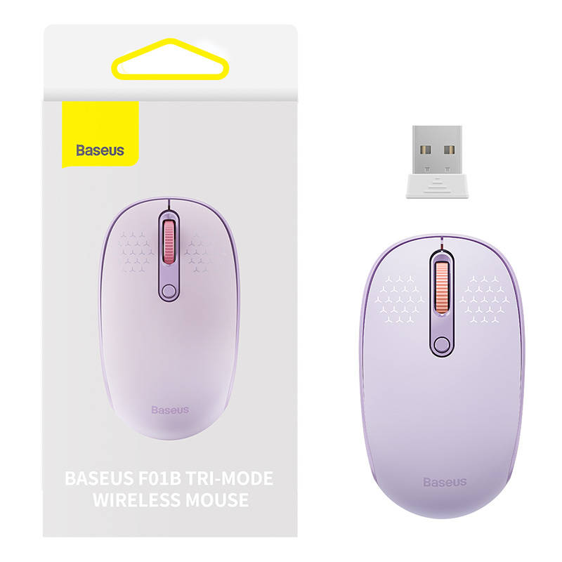 Belaidė pelė Baseus F01B Tri-mode 2.4G BT 5.0 1600 DPI (violetinė)