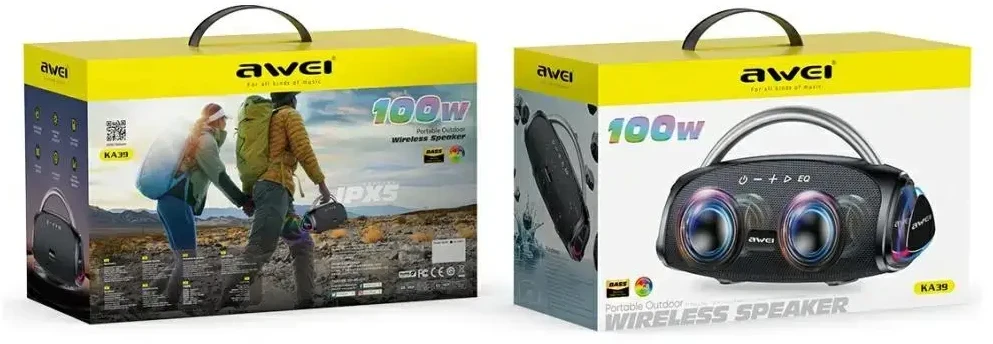 Garsiakalbis belaidis AWEI KA39 100W Bluetooth 5.3 nešiojama zewnętrzny juoda