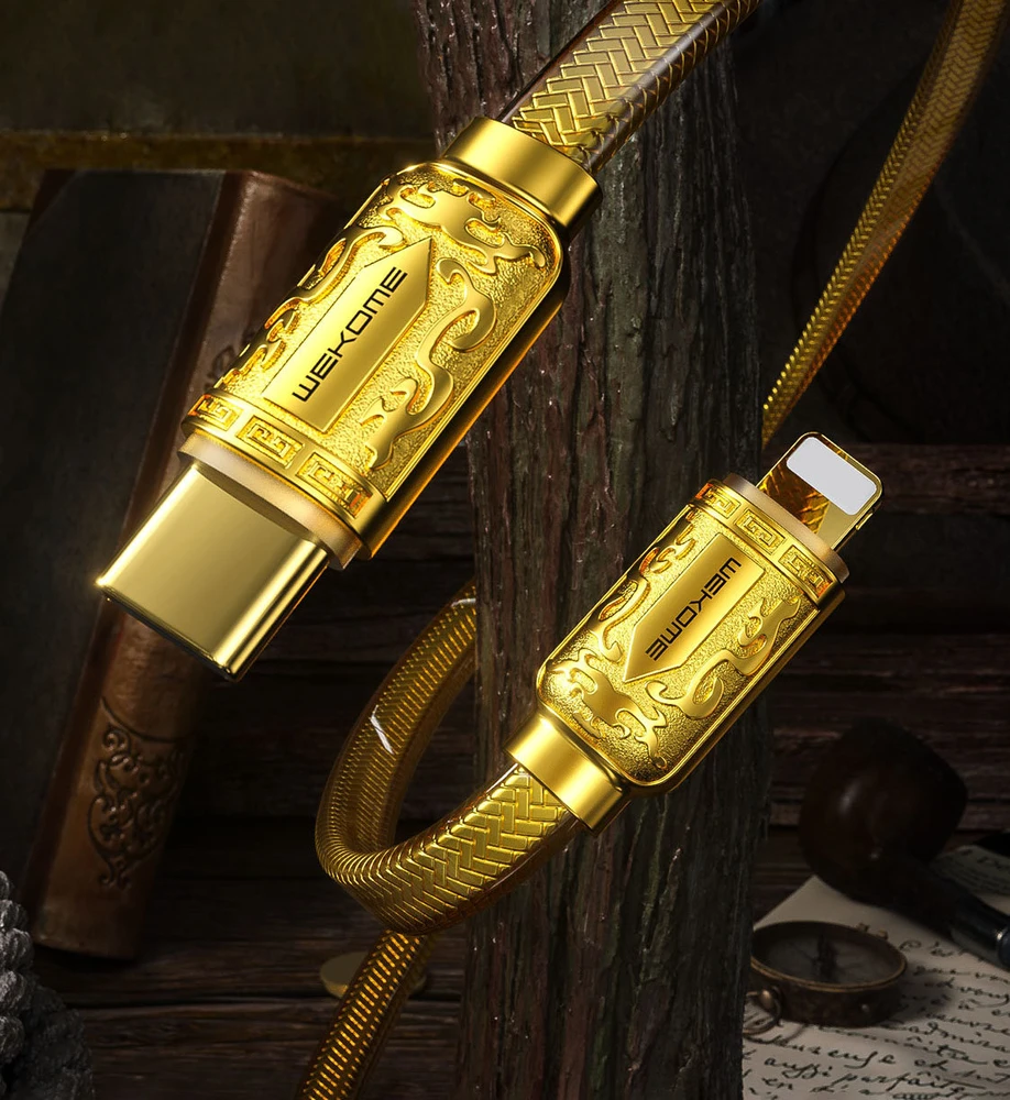 Wk Design WEKOME WDC-163 Sakin Series - USB-C to Lightning PD 20W connecting cable 1 m Gold