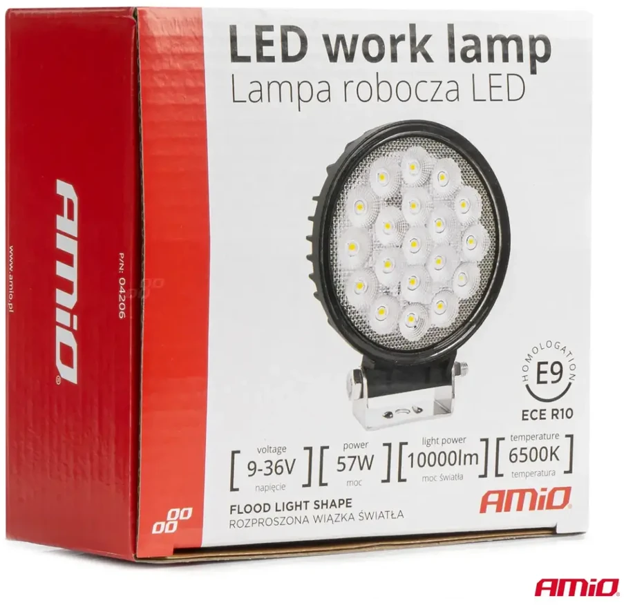 Amio LED Darbinė lempa AWL65, 57W 6500K 10000lm 9-36V
