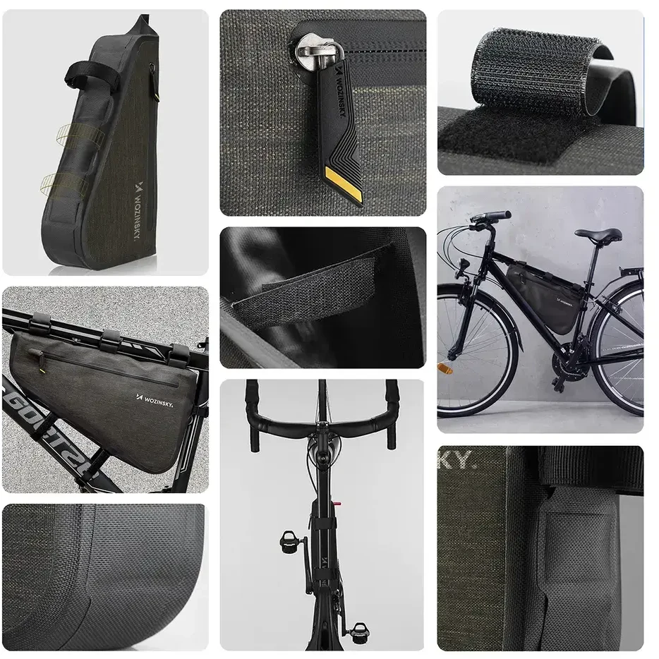 Wozinsky bicycle frame bag 3.5 l pilkos spalvos (WBB15BK)