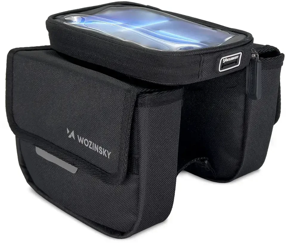 Wozinsky dviračio rėmo rankinė, atsparus vandeniui telefono dėklas, 1,5 l, juoda (WBB26BK)