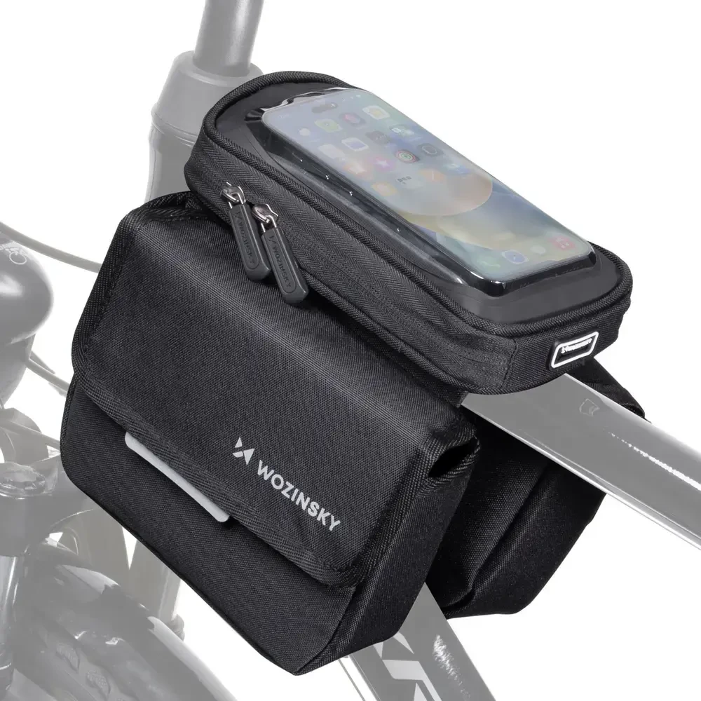 Wozinsky dviračio rėmo rankinė, atsparus vandeniui telefono dėklas, 1,5 l, juoda (WBB26BK)
