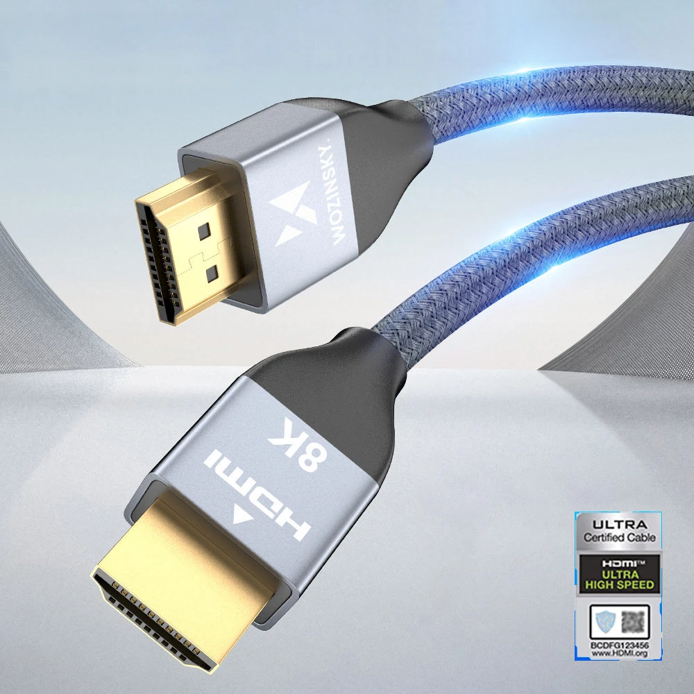 Wozinsky kabelis HDMI 2.1 8K 60 Hz 48 Gbps / 4K 120 Hz / 2K 144 Hz 1 m sidabrinis (WHDMI-10)
