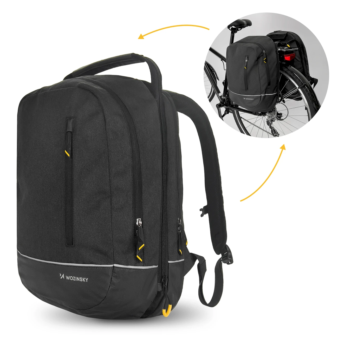 Wozinsky Double Bike Bag Backpack 2in1 30l Juodas (WBB30BK)