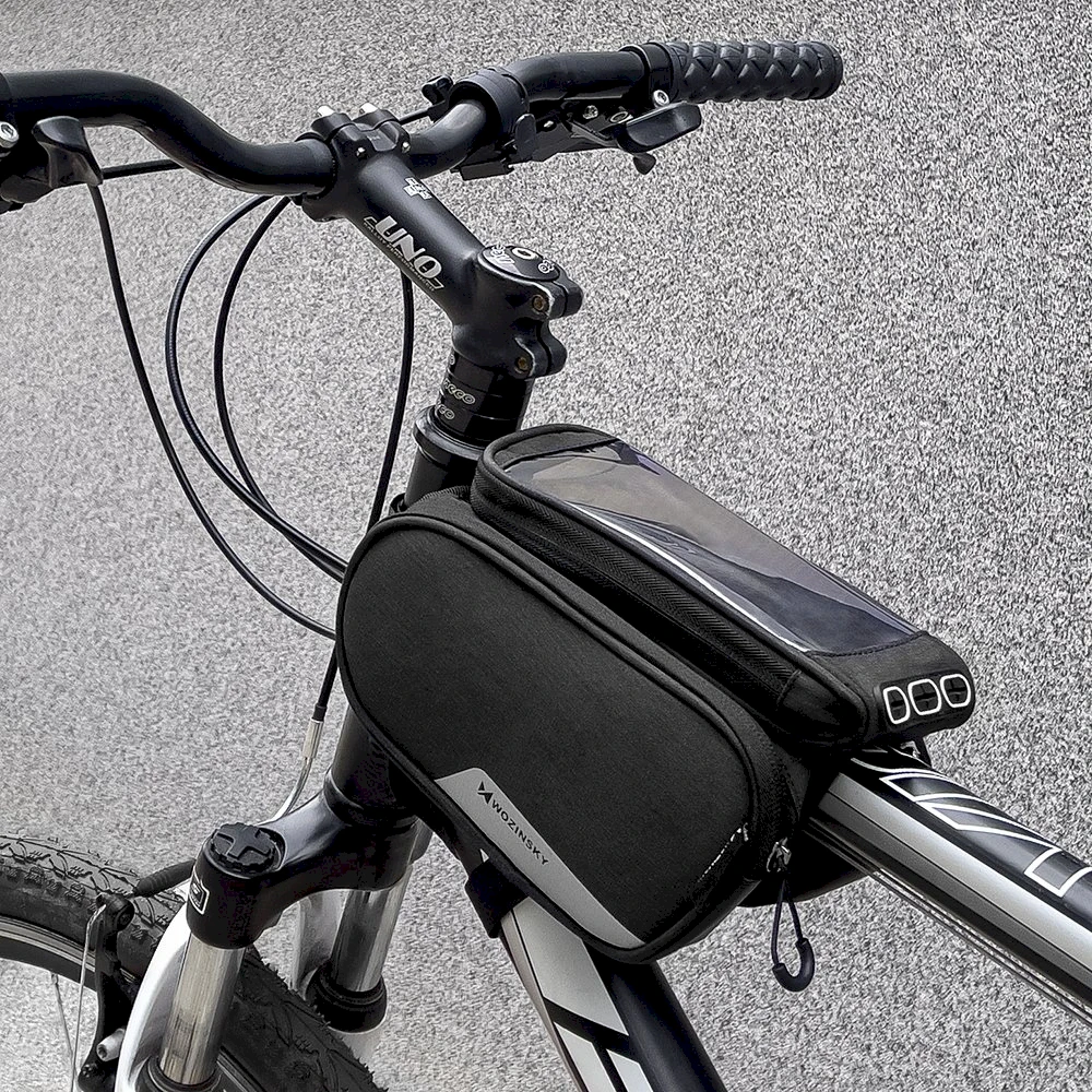 Wozinsky frame bike bag + detachable phone cover iki 6.5 "1.5l juodos spalvos (WBB7BK)