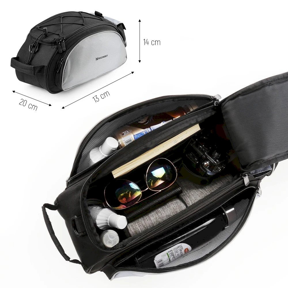 Wozinsky bike carrier bag with shoulder strap 13l juodos spalvos (WBB1BK)